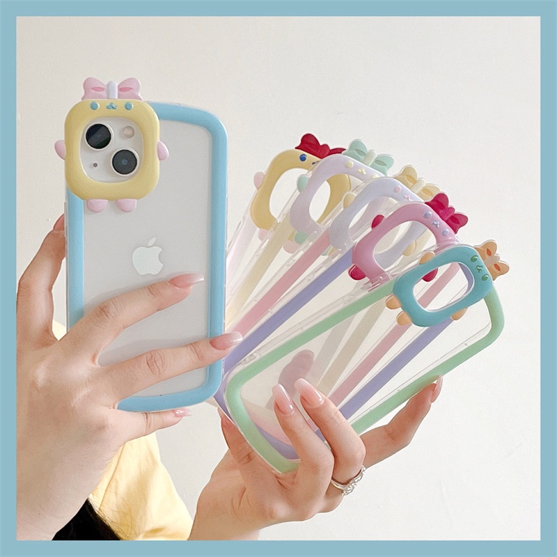 Case Transparan Motif Monster Kecil Warna Kontras Untuk IPhone X 13 12 11Promax xs xr
