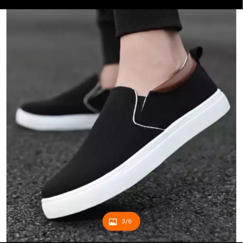 PROMO 1212 BIG SALE Sepatu sneakers slip on Pria wanita hitam abu abu coklat spatu cowo cw casual spatu murah