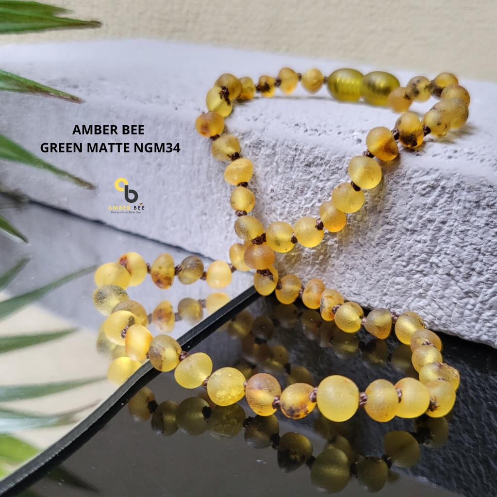 Kalung Amber Anak Premium Matte Green NMG34 By Amber Bee