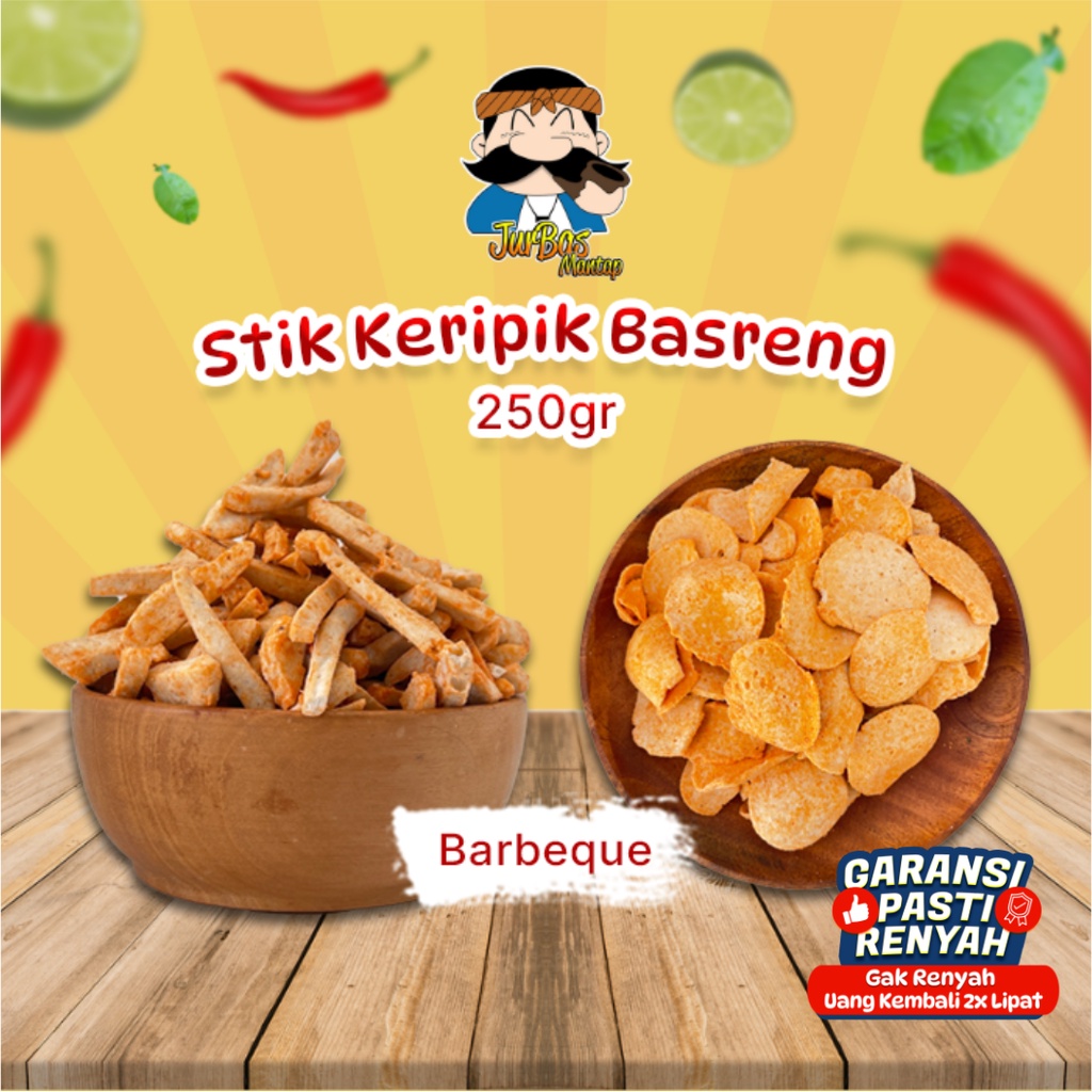 Basreng Barbeque Ukuran 250gr Stik Keripik Makanan Ringan