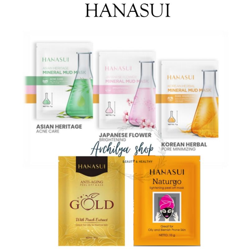 Hanasui Naturgo Peel Off Masker Hitam Komedo | Gold Anti Aging | Mineral Mud Musk