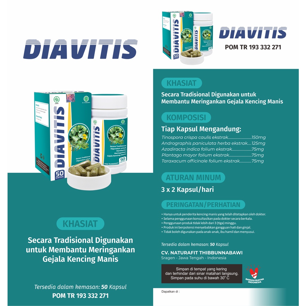 DIAVITIS Naturafit / Mengobati Diabetes dan Kencing Manis 100% Herbal