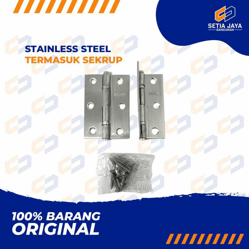 Engsel Tipis Lemari / Rak Soligen Stainless Steel