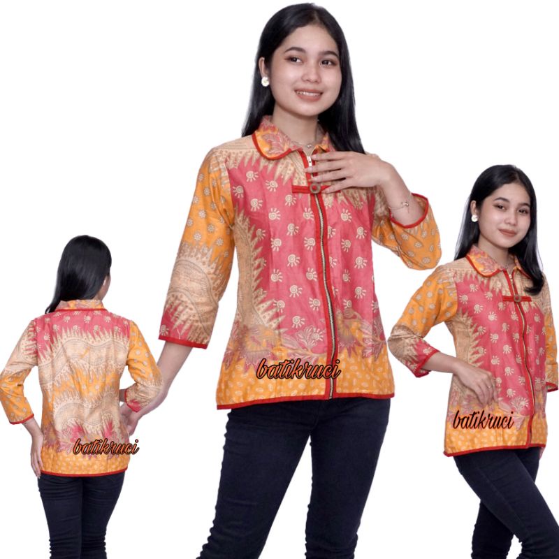 Blouse batik wanita modern model motif kombinasi trend masa kini ada Size.