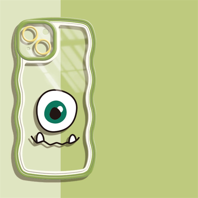 Wavy Edge Phone Case for iPhone 14 13 12 11 Pro Max iPhone X Xr Xs Max SE 2020 iPhone 7 8 Plus 6 6s Plus Little Monster Flexible Frame Lens Protector Phone Case Shockproof Soft TPU Back Cover