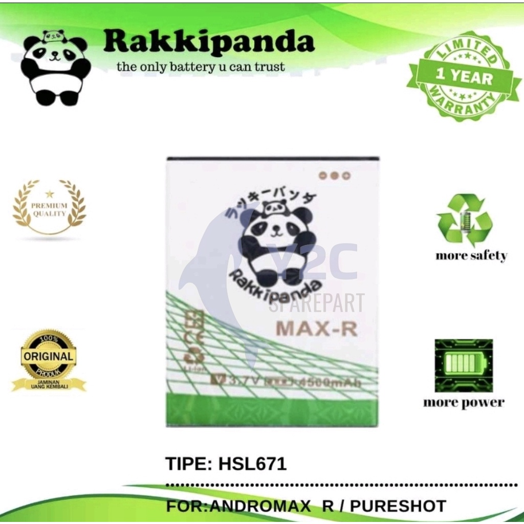 RAKKIPANDA SMARTFREN ANDRROMAX R / PURESHOT BATERAI BATRE BATERE BATRAI BATREI DOUBLE POWER