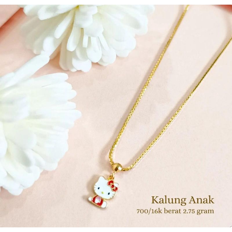 TERBARU Kalung Anak Hello Kitty Elegant Emas Asli