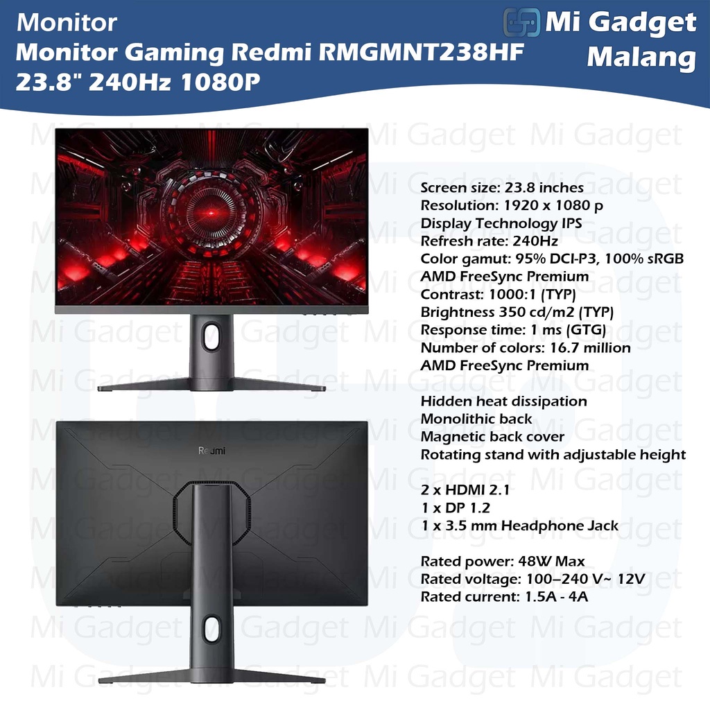 Led Monitor Gaming Redmi RMGMNT238HF 23.8&quot; 240Hz 1080P AMD Free-Sync