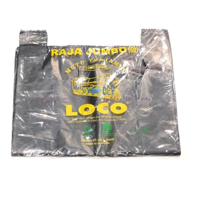 

Kantong Plastik Kresek Loco HD Tebal Hitam 1kg Ukuran 50 (Raja Jumbo)