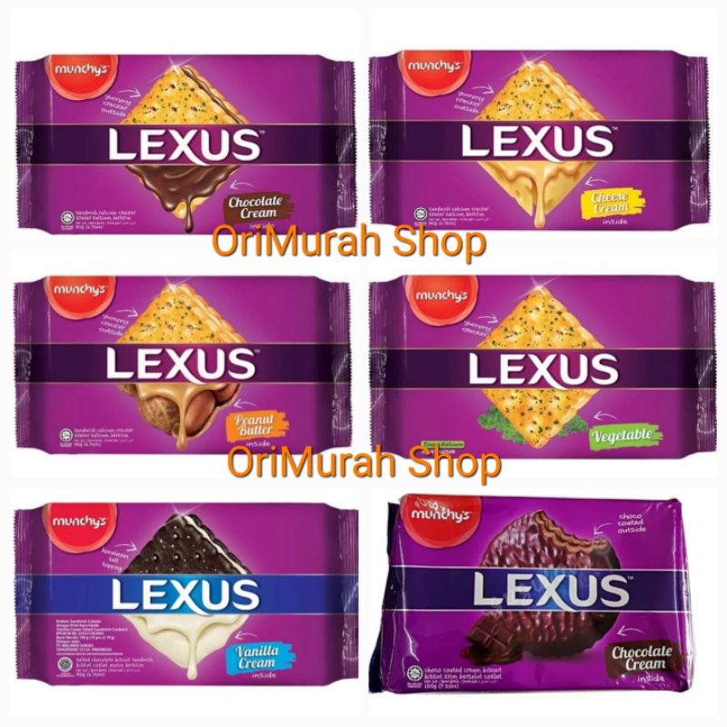 Biskuit Lexus Munchys Cracker 190gr Peanut Butter Chocolate Cheese Vanilla Cream Vegetable Munchy's 