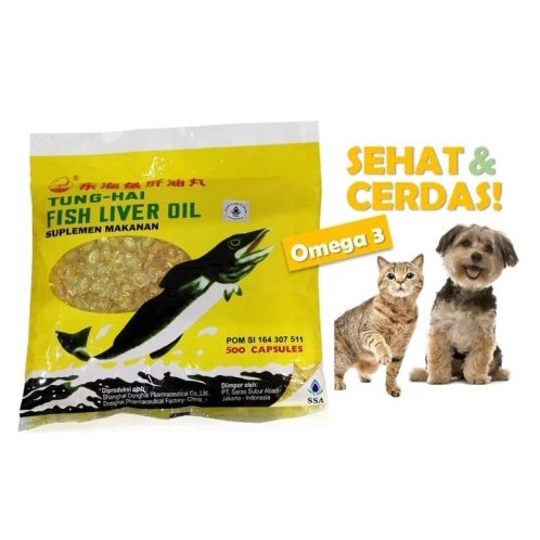 Minyak Ikan isi 500pcs - Vitamin Penambah Nafsu Makan Kucing Anjing