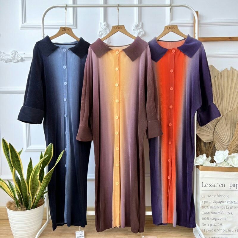 DRESS PLEATS OMBRE MIDI ORIGINAL IMPORT / DRESS PLISKET IMPORT / DRESS BANGKOK BKK