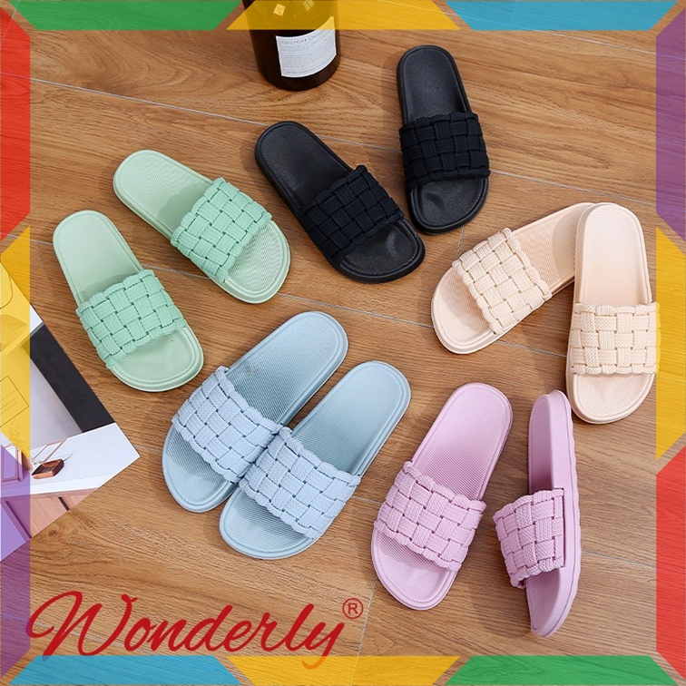 V202A42 Sandal Slop Slip On Karet Jelly Wanita Sendal Selop Empuk Model Tikar Cewek Wonderly