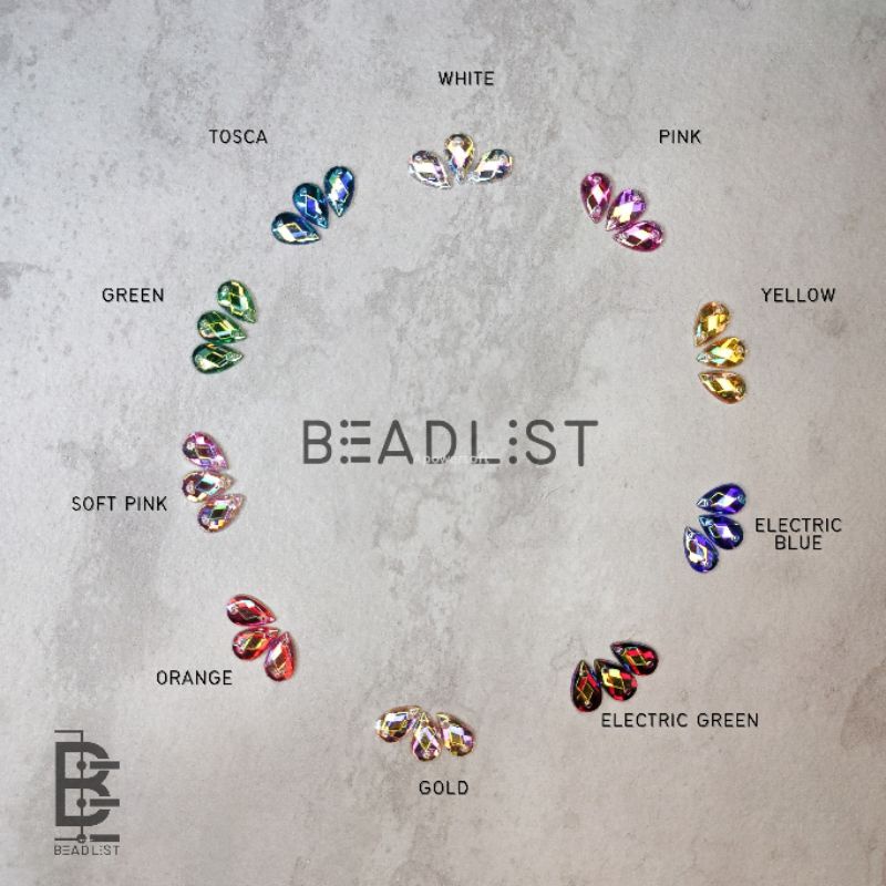 BATU KRISTAL JAHIT 6x10 AB /TETES AB /Pelangi / 25 / 100 pcs