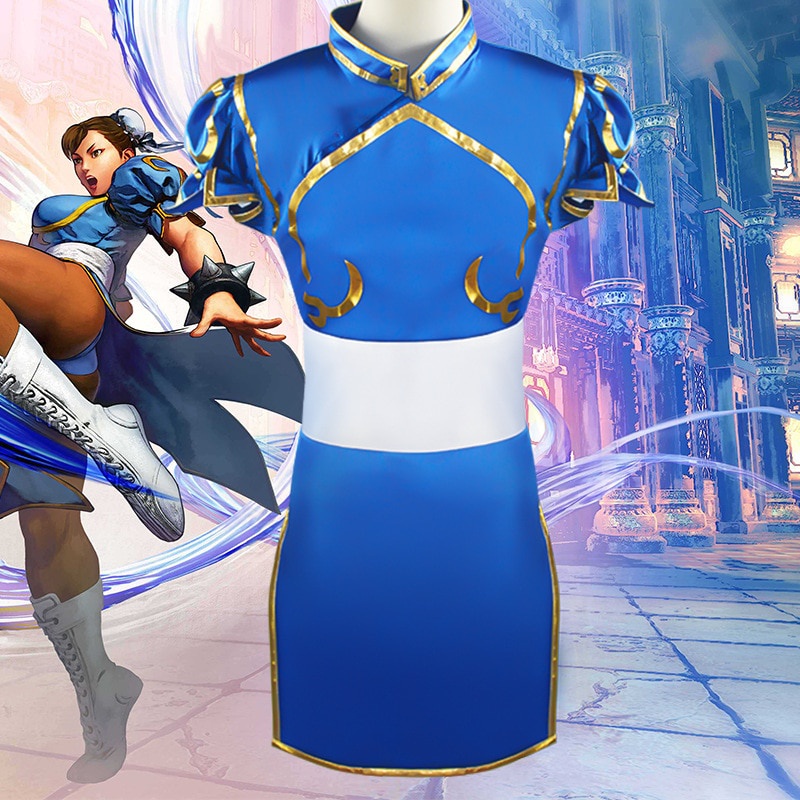 PREORDER Game Street Fighter Chun Li Cosplay Costume ChunLi Wig Bracelet Kids Woman Cheongsam Qipao 