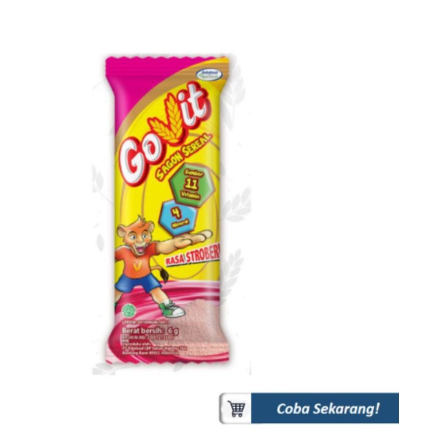 GOVIT Sereal Sagon Bubuk Instan 6g SATUAN Varian Rasa Baru Coklat Stroberi Keju Cokelat