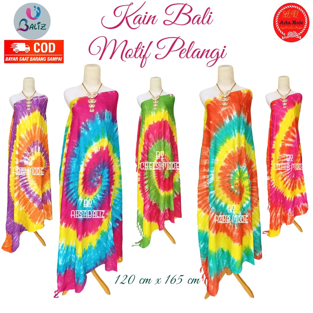 Kain Bali Pantai - Kain Pantai - Sarung Bali - Sarung Pantai - Kain Bali Pantai Motif Pelangi Baru -
