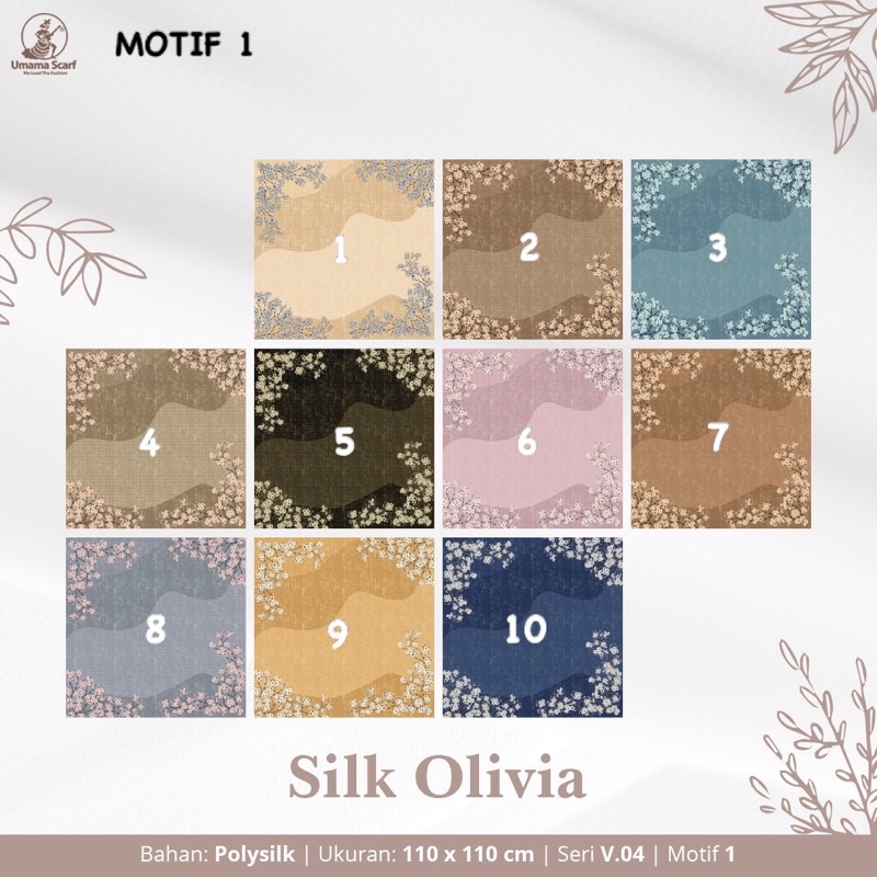 [PART 1] HIJAB SEGIEMPAT SILK OLIVIA MOTIF