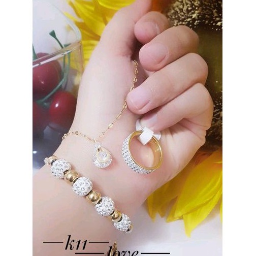 titanium set perhiasan gelang serut gold mata cantik 74960