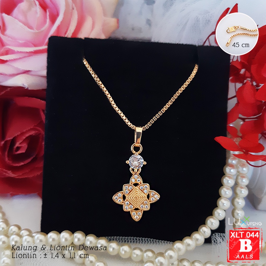 XLT 044 Kalung Set Liontin Permata Sirkon Perhiasan Lapis Emas Imitasi Awet Tidak Mudah Luntur Aksesoris Wanita Luxx Xuping