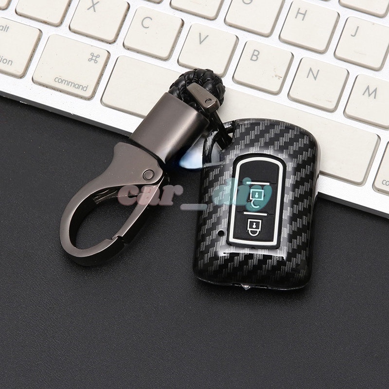 Casing Kunci Mobil Mitsubishi Montero Mirage Xpander Strada GLX Triton Attrage Lancer 2 Tombol Bahan Serat Karbon