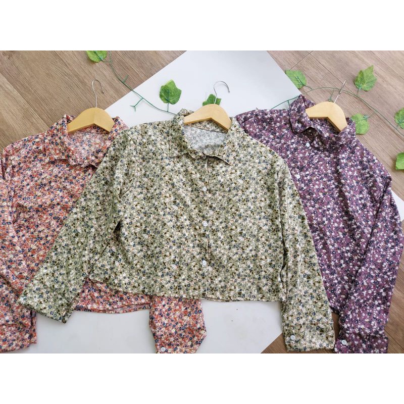 KEMEJA CROP FLORAL // BLOUSE CROP KOREA