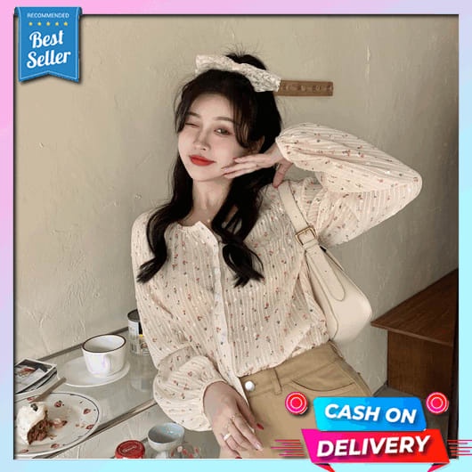 Blus Wanita Lengan Pendek Dengan Kerah V Neck Dan Motif Floral Hi Wg811 Glitter Sheer Top Mesh Top  