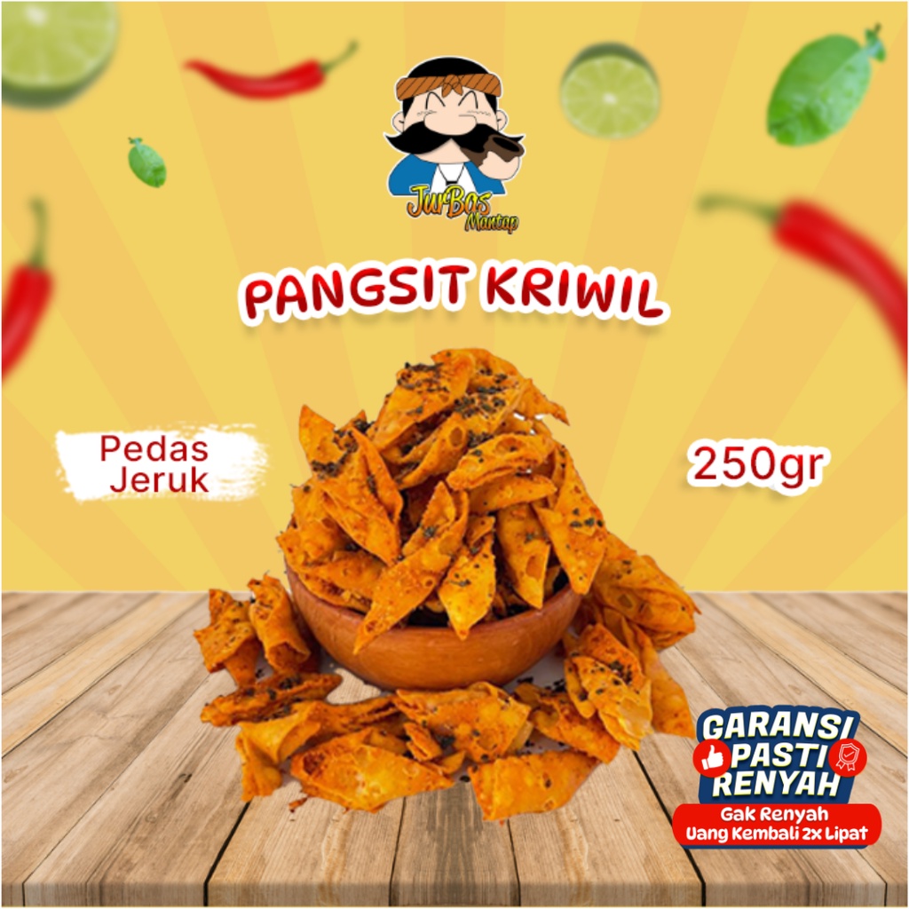 Pangsit Kriwil Goreng Pedas Jeruk Juragan Basreng 250gr Makanan Ringan