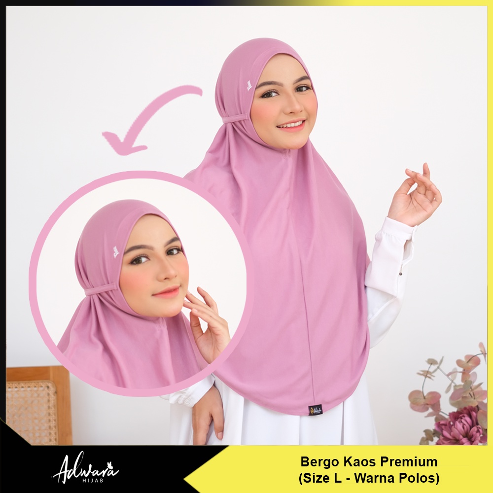 ADWARA HIJAB Jilbab Bergo Tali Kaos L Premium / Hijab Bergo Instan Tanpa Pet Bahan Tebal dan Adem