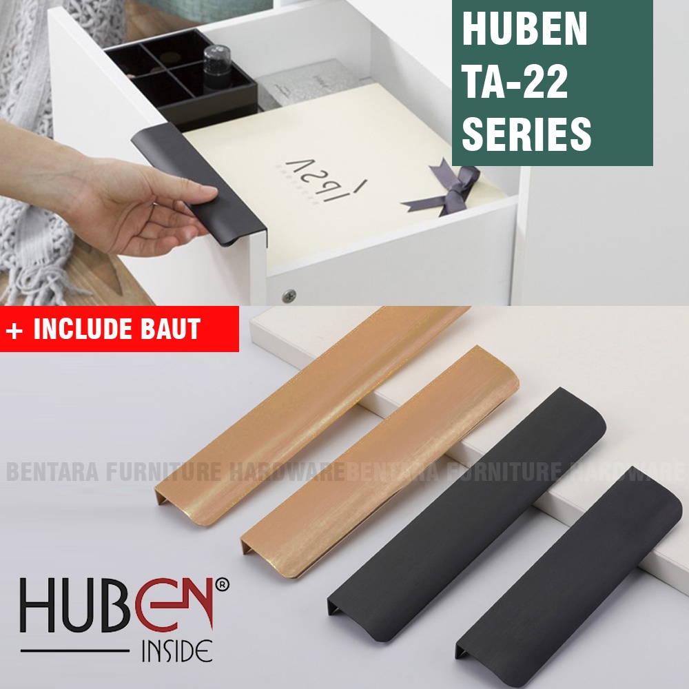 HUBEN TA-22 160 MM TARIKAN ALUMINIUM MINIMALIS ULTRA THIN TIPIS GOLD BLACK EMAS HITAM 160 MM