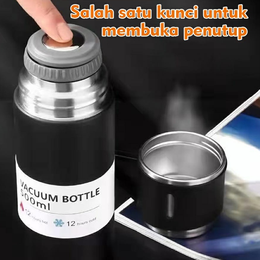 VB3 - Botol Minum Termos 500ml Vacuum Cup Stainless Steal FREE 3 Cangkir