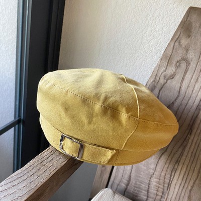 topi bucket wanita Baret KPOP Polos / Baret Korea Fashion / Beret Pria Wanita - Kuning T2T5 topi wan