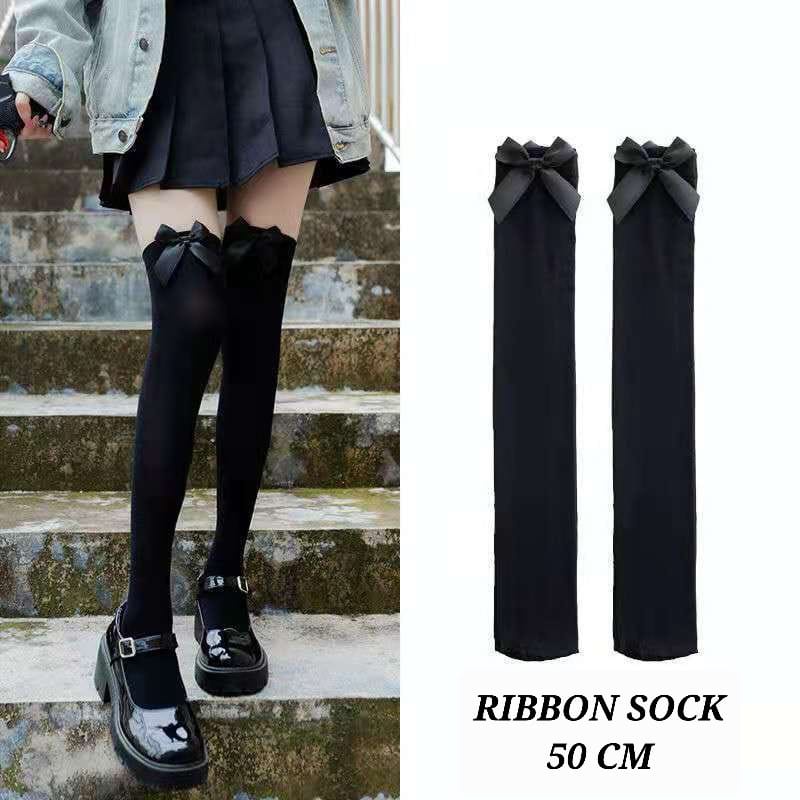 RIBBON SOCK KAOS KAKI ANAK REMAJA ALA KOREA FASHION IMPORT KPOP HIP HOP KAOS KAKI PANJANG