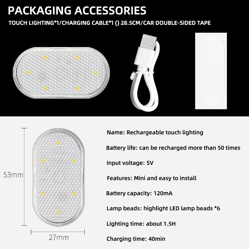 Lampu Baca LED Mini USB Rechargeable Untuk Interior Atap Mobil