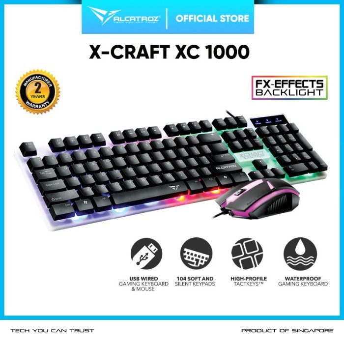 Alcatroz Gaming Keyboard Mouse Combo RGB XC-1000 Spill Proof