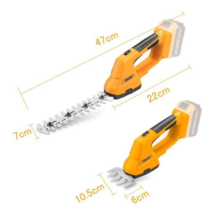 Gunting Rumput Baterai 20V 2.0AH Cordless Garden Shear INGCO CSTLI2001