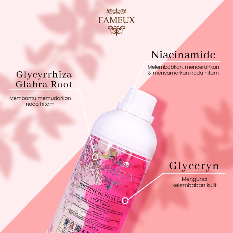 FAMEUX Whitening Body Lotion - Body Cream - Lotion Goat Milk Pomegranate Pink White 250gr