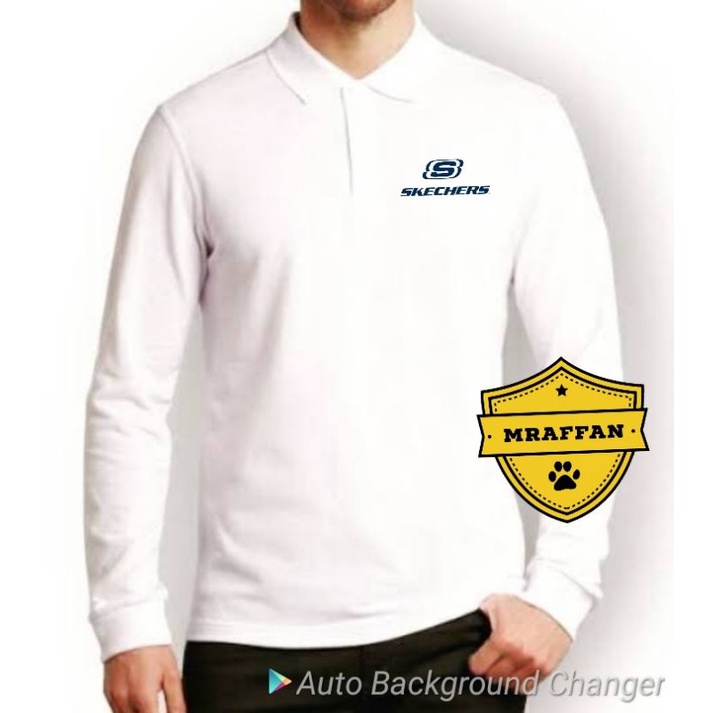 Polo Shirt Pria Kaos kerah Lengan Panjang Long sleeve Skechers katun