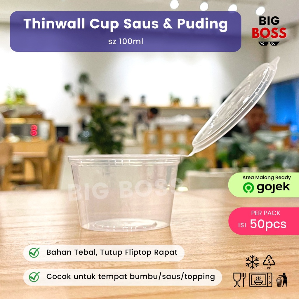 [ISI 50 PCS] Gelas Pudding 100ml + Tutup / Thinwall Wadah Cup Saus Saos Sambal 100 ml [MINIMAL 50PCS]