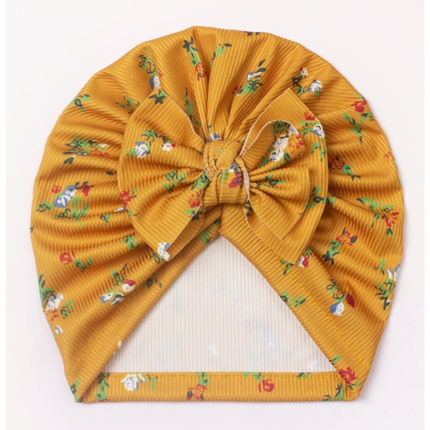 Caliloops Bandana Turban Topi Korea Bayi Motif Bunga Stretch Aisha