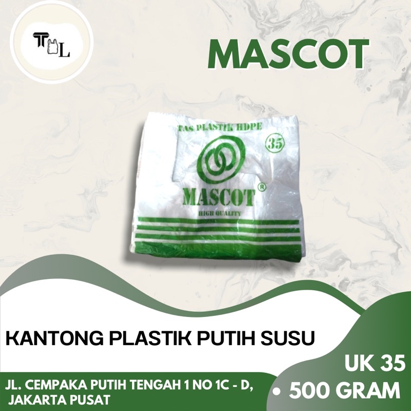 Kantong Plastik Putih Susu / Kantong Plastik Merah Mascot - 500 Gram - 35