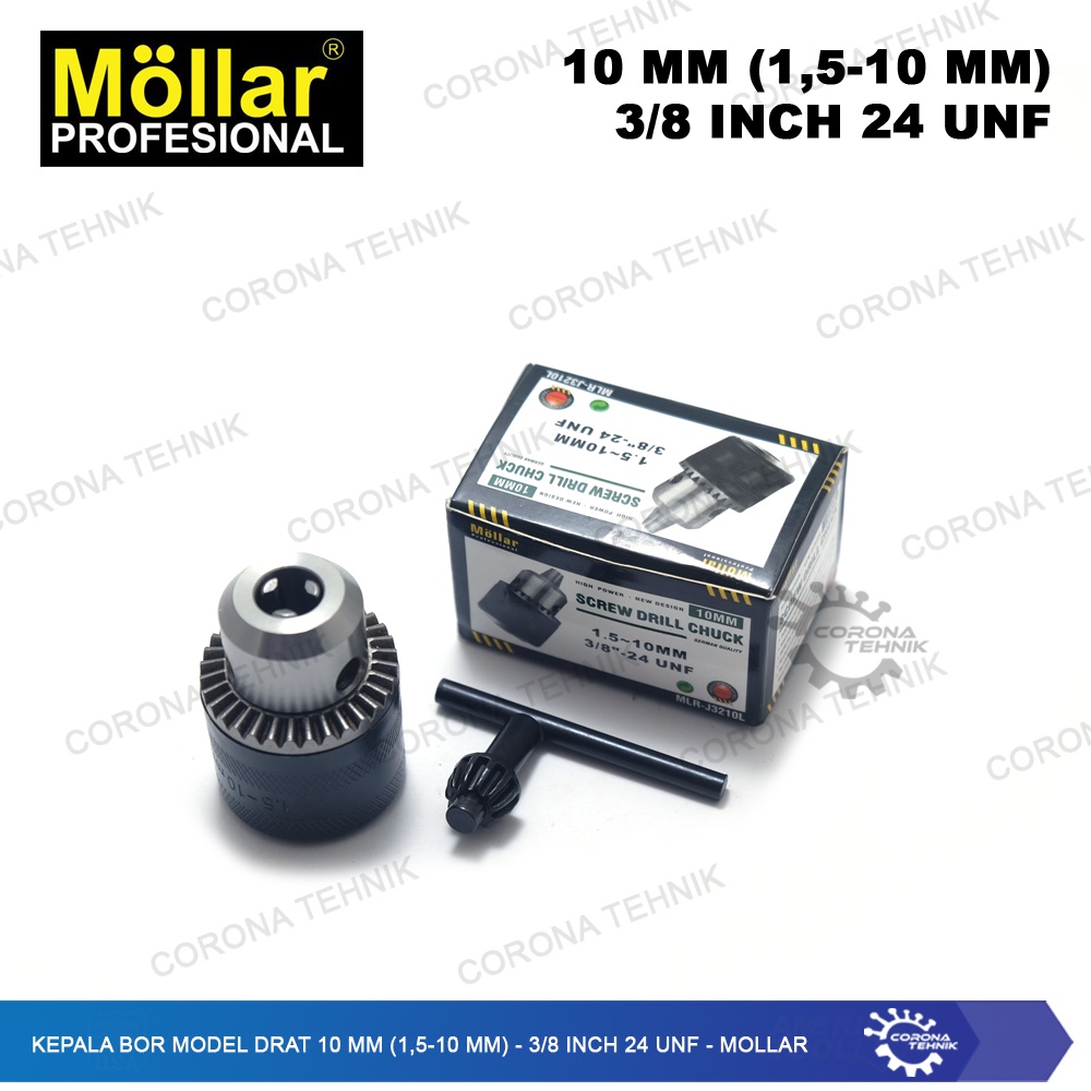 Mollar - Kepala Bor Model DRAT 10 mm (1,5-10 mm) - 3/8 Inch 24 UNF