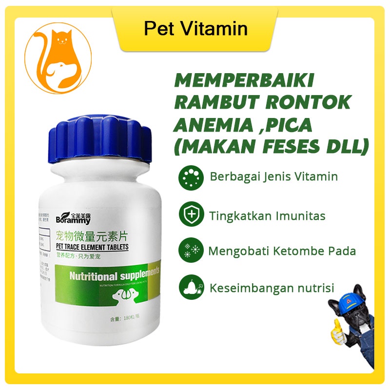 Hugopet Pet Vitamin Trace Element Vitamin Meningkatkan Anemia Rambut Rontok,Anemia ,Pica (makan feses dll)