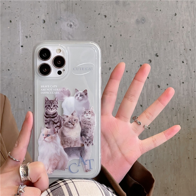 Soft case Motif Kucing shockproof Cover iphone 14 13 12 11 Pro MAX