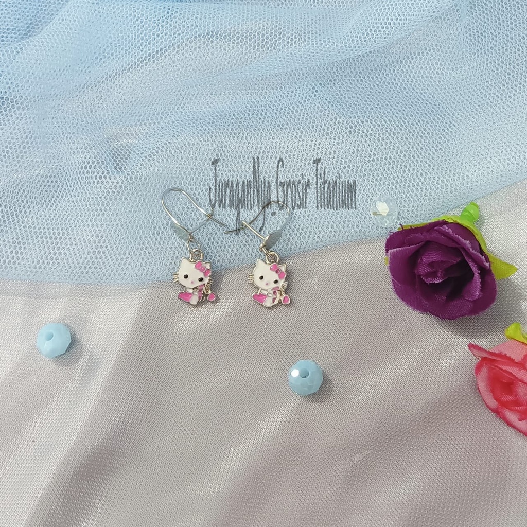 TITANIUM ANTING JURAI SILVER KARAKTER ANAK STYLE KOREA SUPER ELOK ANTIK ANTI KARAT&amp;ANTI LUNTUR