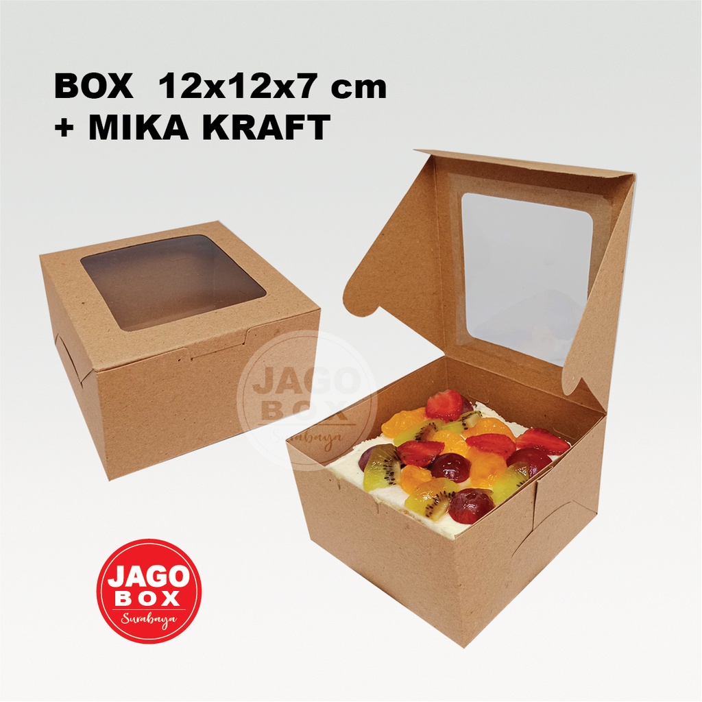 BOX KOTAK DOS KUE SNACK DESSERT SOUVENIR 12 x 12 x 7cm + MIKA KRAFT