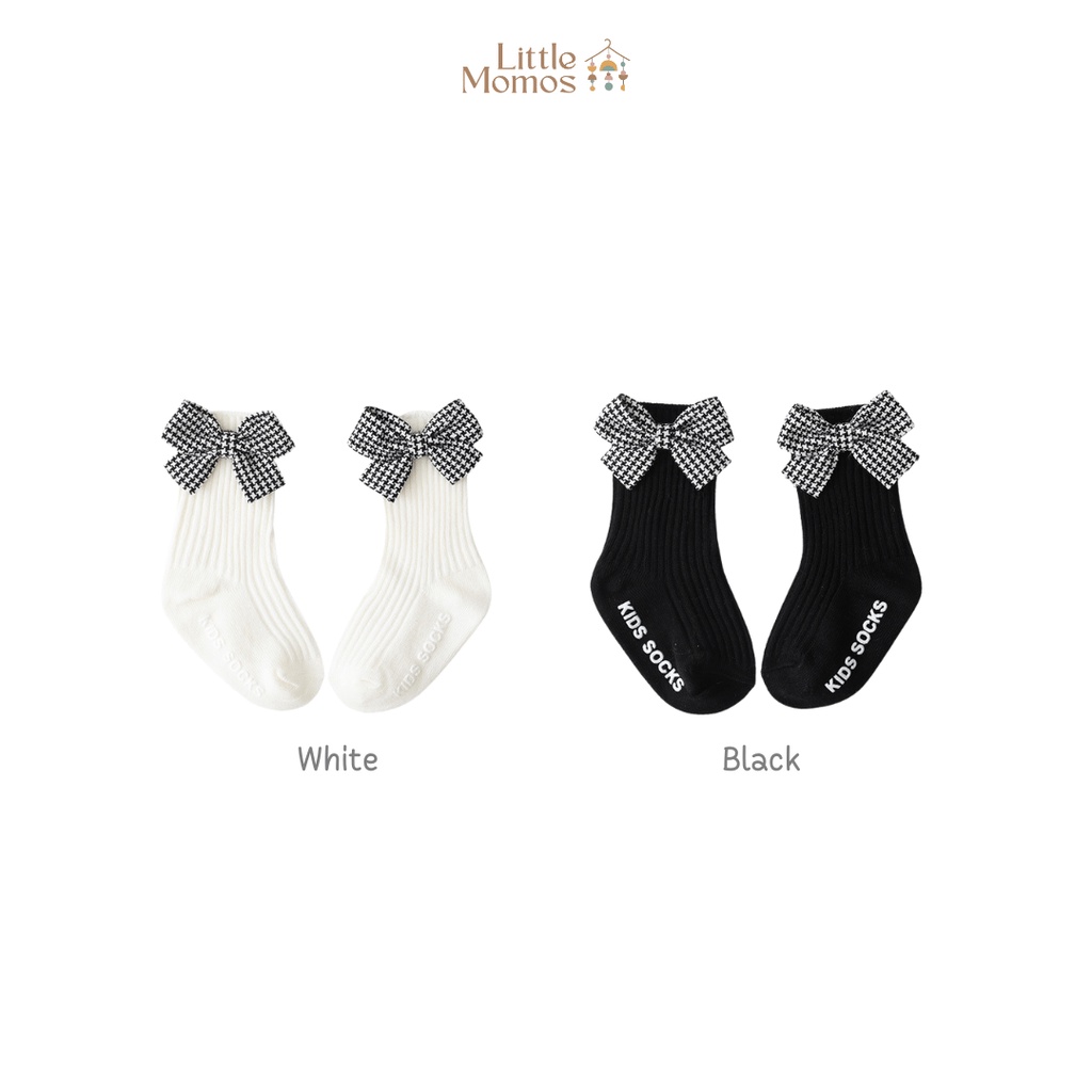 Little Momos Kaos Kaki Panjang Bayi Motif Pita Houndstood 0-3 Tahun / Kaos Kaki Anak Perempuan Pita Catur