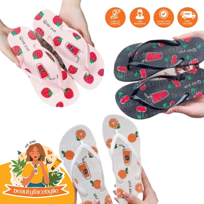 Sandal Jepit Wanita Motif Minuman