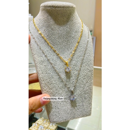 kalung titanium liontin permata satu