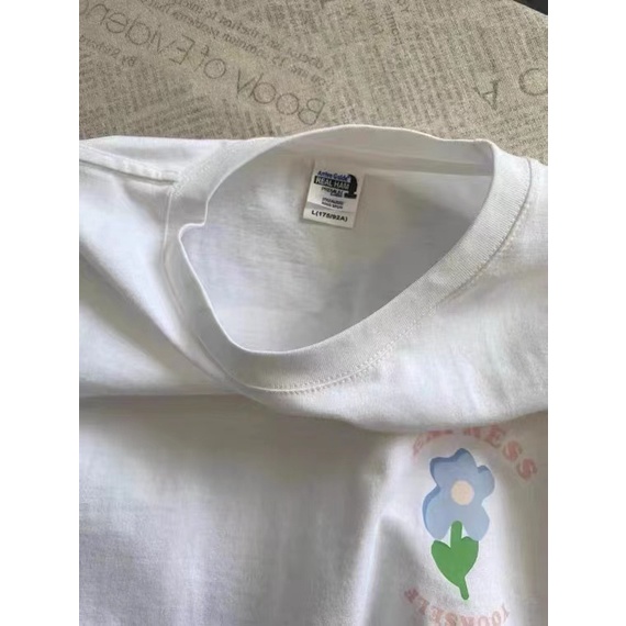 kaos atasan wanita floret biru / baju oversize korean style terbaru / baju oversize kekinian / baju kaos wanita lengan pendek bergaya（realpict）